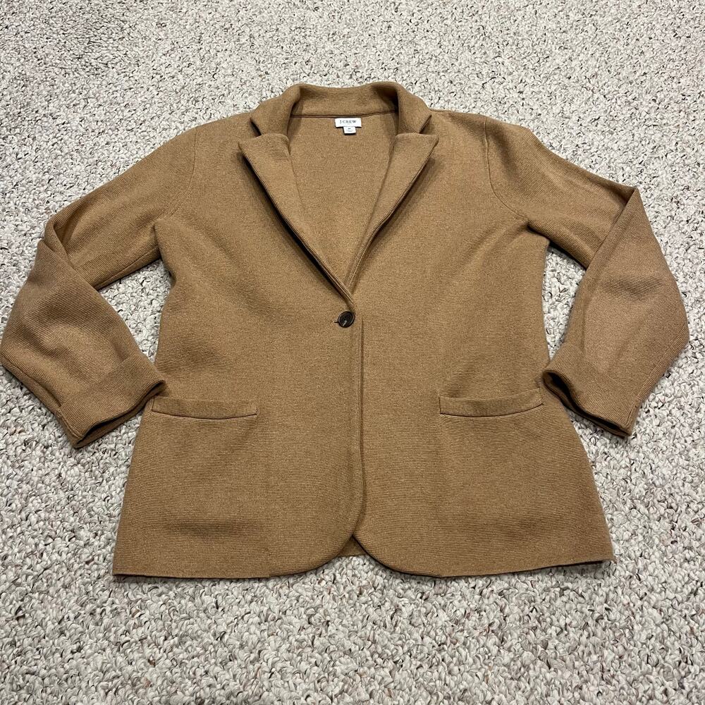 J Crew Schoolboy Sweater Blazer Womens M Camel Tan Preppy Classic Casual